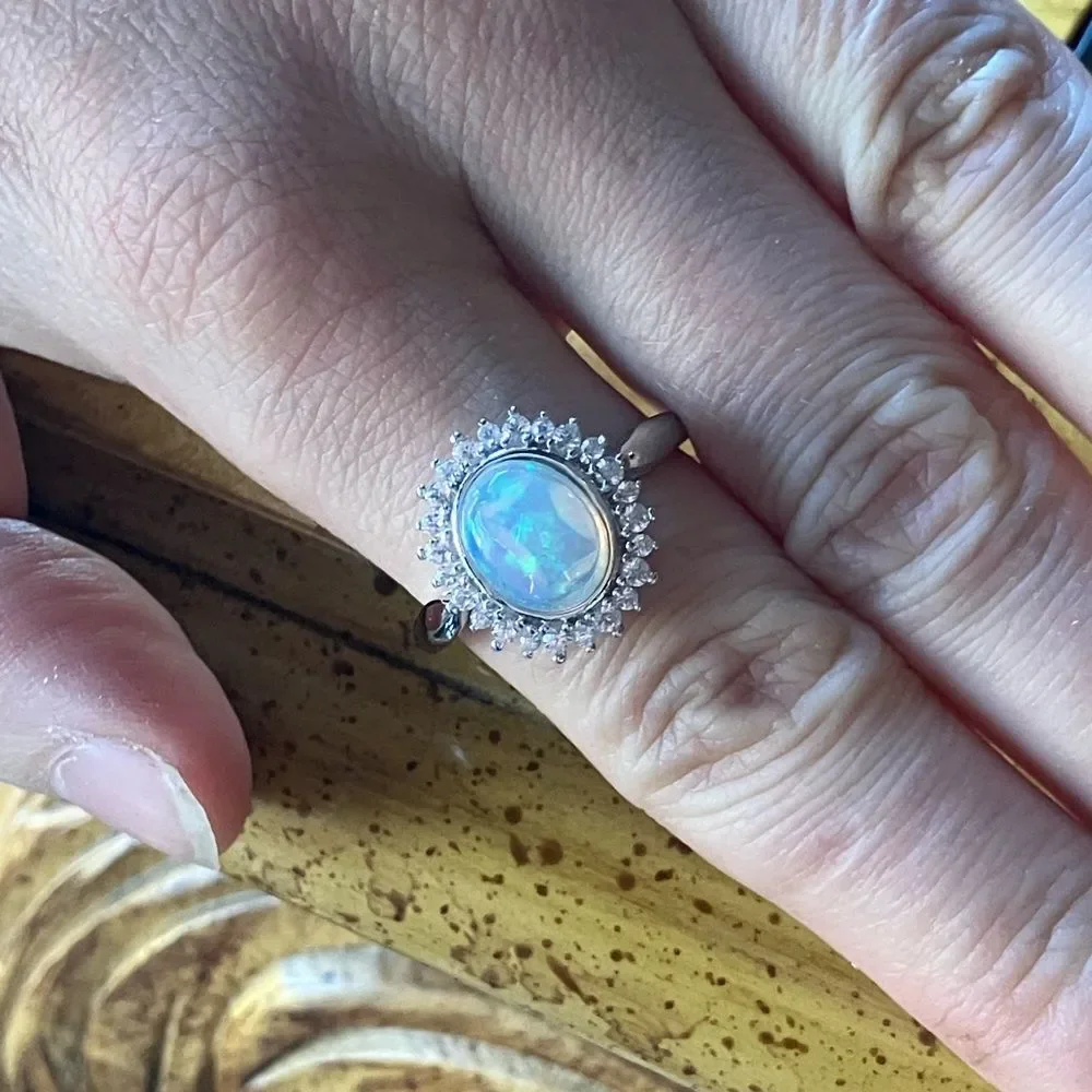 Natural Ethiopian Opal Sterling Silver Ring Size 10
